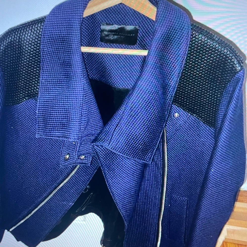Blue and Black Textured Jacket Proenza schouler jacket
